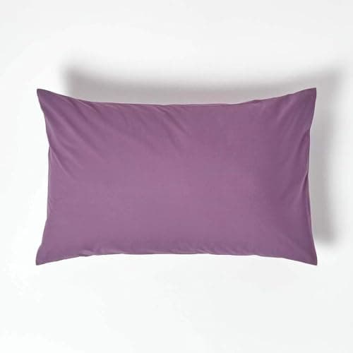 Image of HOMESCAPES Purple Grape Pure Egyptian Cotton Pillowcase Standard Size 200 TC 400 Thread Count Percale Equivalent Housewife Pillow Case Pack of 2