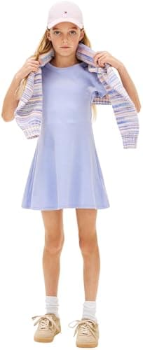 Image of Tommy Hilfiger Girl's Skater Dress SS KG0KG09284 Flare Dress, Blue (Periwinkle Dusk), 6 Years