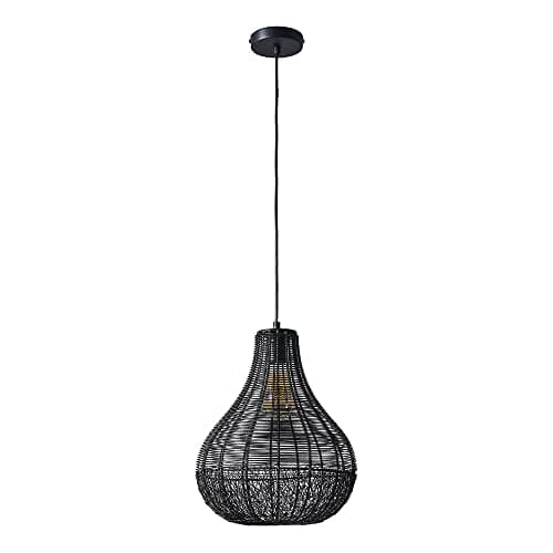 Image of MiniSun | Modern Black Woven Wicker Rattan Teardrop Basket Ceiling Light Shade | Pendant Lights, Home Décor & Improvement Essential | Mains Wired