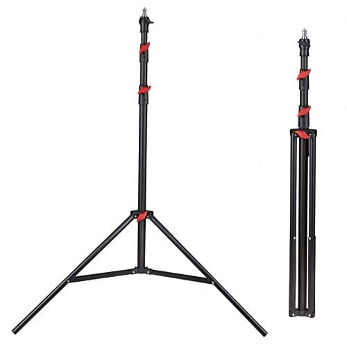 Image of LENCARTA® Professional Tripod Light Stand 2.65 m / 104 inches | Aluminium Air Damped Photography Stand, Height Adjustable, Foldable and Portable Sturdy Tripod Stand, Matte Black for Studio Lighting