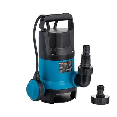 Image of KATSU Tools 400W Portable Submersible Water Pump for Clean and Dirty Water + Float Switch + Quick Connector + 10M Cable, Electric Sump Pump for Garden Pond, Pools, and Ditches