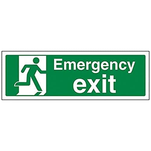 Image of V Safety Emergency Exit Sign - 300mm x 100mm - 1mm Rigid Plastic