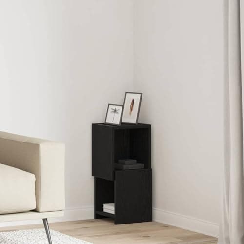 Image of Corner Cabinet Black Oak Look 25.5 x 25 x 55 cm Wood Material Multi-Purpose Cabinet File Cabinet Tool Cabinet Office Cabinet Storage Cabinet Lockers Sideboard Kitchen Cabinet