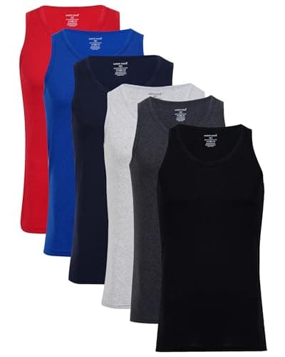 Image of Men's Pack of 6 Assorted Vests Plain Tank Top Vest Cotton Undershirt (Assorted, UK-Small)