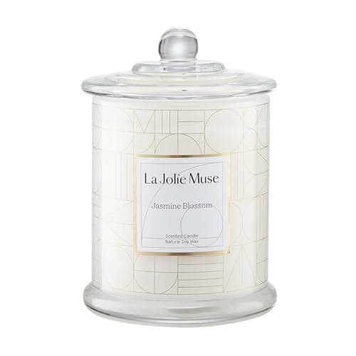 Image of La Jolíe Muse Scented Candles Gifts for Women, Jasmine Candle Mothers Day Gifts Set Glass Jar 9.9Oz /280g, Natural Soy Wax Candles 70 Hours Long Burning