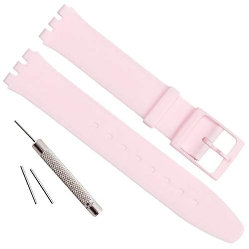 Image of Ultra-Thin Swatch Replacement 16mm Waterproof Silicone Rubber Watch Strap Watch Band (Light Pink)
