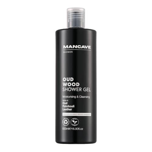 Image of ManCave Oud Wood Shower Gel 500ml, Premium Oud Patchouli Leather Scent, Moisturising & Cleansing Body Wash for Men, Sulphate Free, Vegan, Paraben Free, Cruelty Free, Natural Ingredients