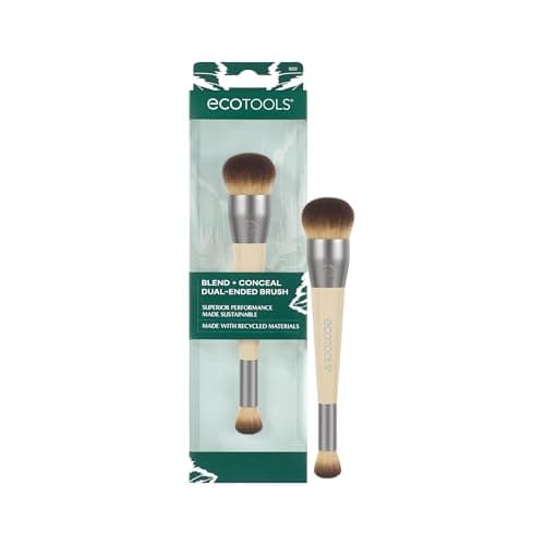 Image of EcoTools Blend + Conceal Dual-Ended Makeup Brush, Foundation & Concealer Brush for Liquid & Cream, Synthetic Bristles, Vegan & Cruelty-Free, Travel & Eco-Friendly, 1 Count