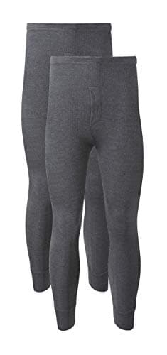 Image of Heatwave® Pack of 2 Men's Thermal Trousers Long Johns Warm Underwear Baselayer, S M L XL XXL Thermals, Medium Charcoal