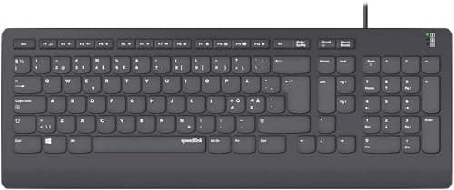 Image of Speedlink HI-GENIC Antibacterial Keyboard - Wired Quiet USB Keyboard, Flat Keys, Antibacterial Properties, Scandinavian QWERTY Layout Nordic, Black