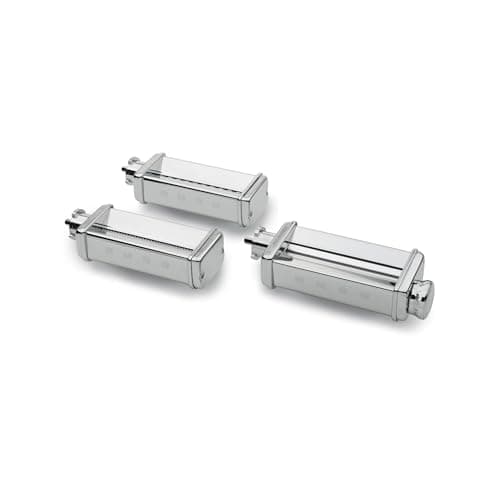 Image of Smeg SMPC01 Pasta Roller & Cutter Set for SMF02 and SMF03 Stand Mixer Models, 3-Piece Chrome Steel Attachment Kit – Roller, Tagliolini, and Fettuccine Cutters