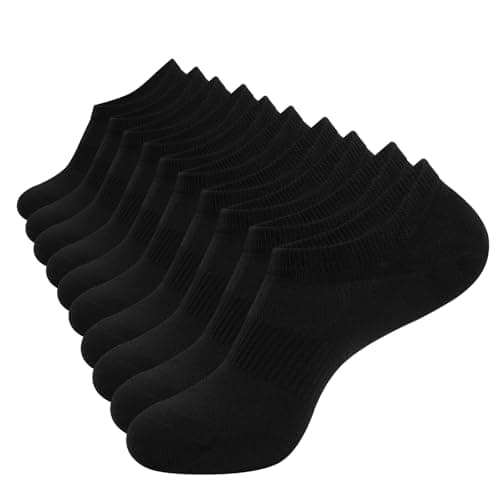 Image of YORJOSOX Mens No Show Trainer Socks 6-9/9-12 Invisible Socks for Men Low Cut Cotton Non-Slip Silicone Stripes (UK, Numeric, 9, 12, Regular, Regular, Black 5 pairs)
