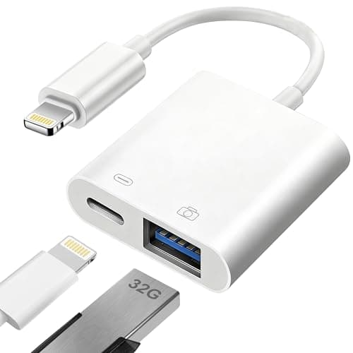 Image of iPhone to USB OTG Adapter[Apple MFi Certified], Lightning Male to USB Female Adapter OTG and Charger Cable, OTG Converter Supports Flash Drive, Card Reader, Mouse, Keyboard, MIDI, Game Controller