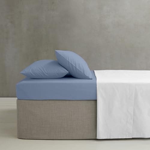 Image of Catherine Lansfield Easy Iron Percale Combed Double Extra Deep Fitted Sheet Blue