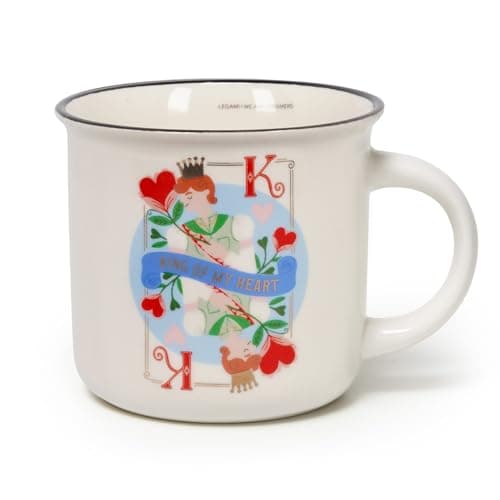 Image of Legami - Cuppuccino Mug, New Bone China, Breakfast Cup, Dishwasher Safe Coffee Tea Mug, King Theme, Diameter 10 cm, Capacity 350 ml