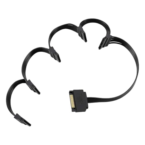 Image of AYHYHLJZJ SATA Power Splitter 1 to 5, 70cm SATA Power Cable 15 Pin Male to 5 Female, SATA Power Extension Cable for SSD HDD Optical Drives, 18AWG Durable Adapter Cable