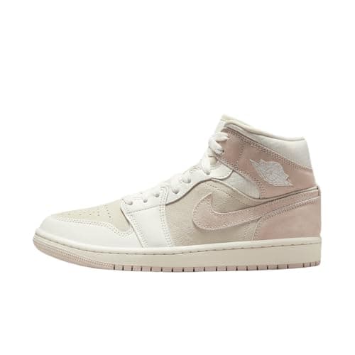 Image of Nike Women's Air Jordan 1 Mid Shoes, Coconut Milk/Legend Pink-sail, 3.5 UK