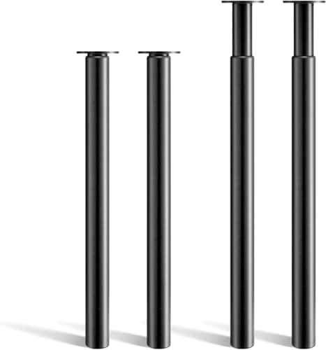 Image of CROWNSHOP 4PCS Table Legs, Adjustable Metal Breakfast Bar Leg, 71-110 cm Height, 60 mm Diameter, Folding Design for Kitchen Worktop, Dining Table (Black, 4PCS)