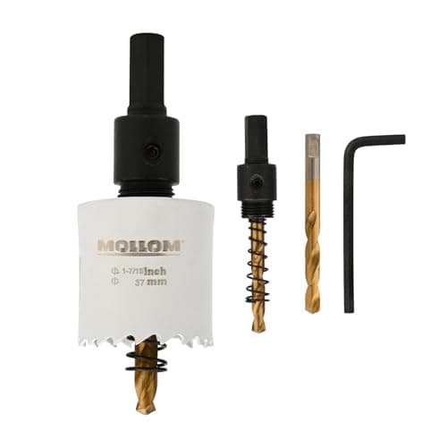 Image of Mollom (37mm | 1-7/16") HSS M42 with 8% cobalt BI-Metal Hole Saw with 2 Pilot Drill Bits & Arbor Smooth Cutting for PVC,Drywall,Wood,Plastic,Gypsum Board,Rubber