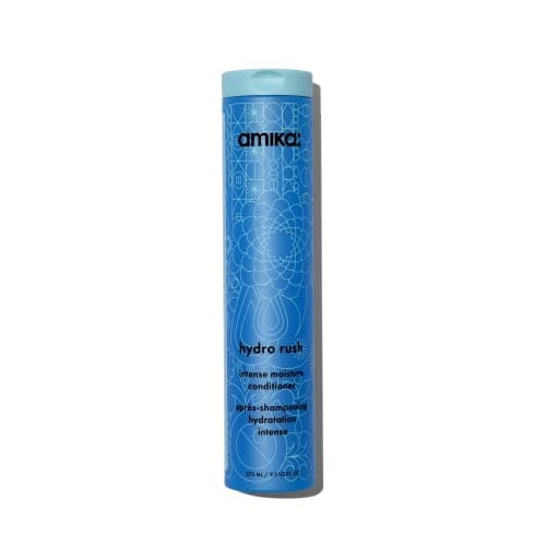 Image of amika hydro rush intense moisture hair conditioner - hydrating hair care for dry + textured strands - silicone + sulphate free conditioner with hyaluronic acid, squalane + polyglutamic acid (275 ml)
