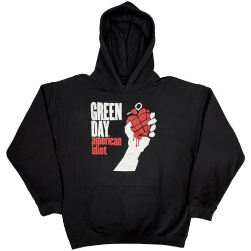Image of Rock Off Green Day Hoodie American Idiot Band Logo Official Mens Black Pullover L