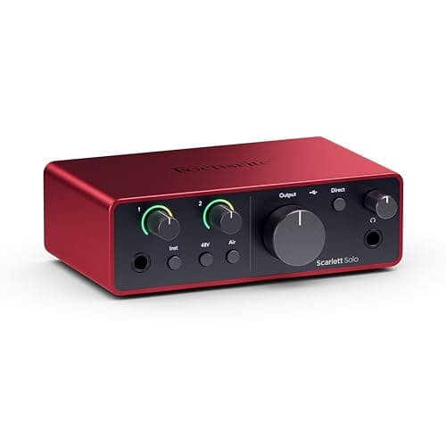 Image of Focusrite Scarlett Solo 4th Gen USB Audio Interface, for the Guitarist, Vocalist, or Producer — High-Fidelity, Studio Quality Recording, and All the Software You Need to Record