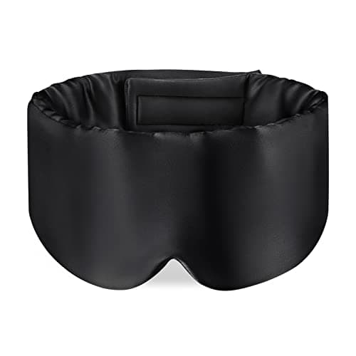Image of OLESILK Sleep Mask, 100% Natural Mulberry Silk Eye Mask for Women and Men with Adjustable Strap, Large in Size, Blindfold for All Night Sleep, Black