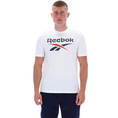 Image of Reebok Men's Bruno Big Logo Crew Neck SS Tee Shirt, White, M
