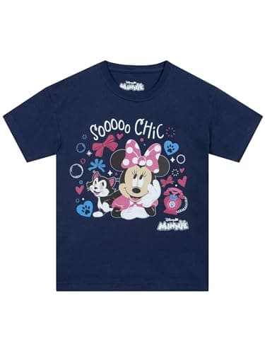 Image of Disney Minnie Mouse Girls Tshirt, Short Sleeve Minnie Girls Top, Cute Bows Kids Tshirt, Age 1-2 Years Navy