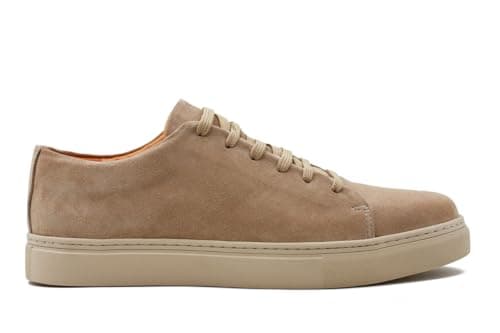 Image of Mens Genuine Suede Trainers Cup Sole Retro Smart Casual Leather Lace Up Sneakers Tan-41