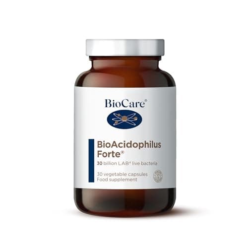 Image of BioCare BioAcidophilus Forte - 30 Billion LAB4 Live Bacteria - Food Supplement Suitable for Vegetarians and Vegans - 30 Capsules