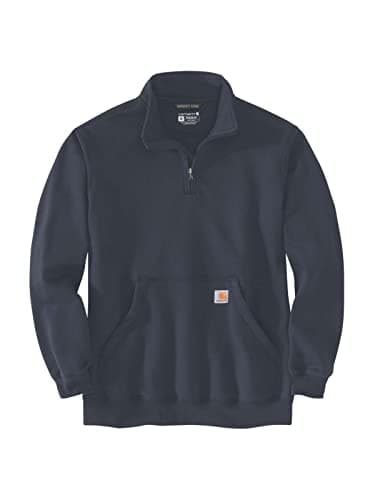Image of Carhartt Men's Loose Fit Midweight Quarter Zip Mock Neck Sweatshirt, New Navy, XL