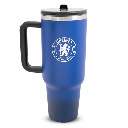 Image of Hy-Pro Officially Licensed Chelsea 40oz/1.18 L Thermal Flask & Handle - Metal Water Bottle with Straw, Portable Water Bottle for Sports & Daily Use - Stainless Steel Design