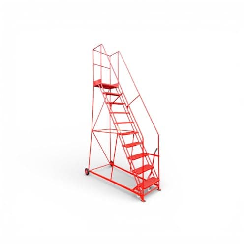 Image of 10 Tread Warehouse Steps 2500mm Platform Height Heavy Duty Industrial Access Steps Safety Staircase for Warehouse Factory Stockroom & Mezzanine