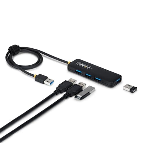 Image of StarTech USB-A 4-Port Hub, SuperSpeed 5Gbps, 4 × USB-A Adapter, Bus-Powered Portable Hub with Extra Long 2 ft Cable, Plug-and-Play for MacBook, Dell, Chromebook, PC & Peripheral Devices