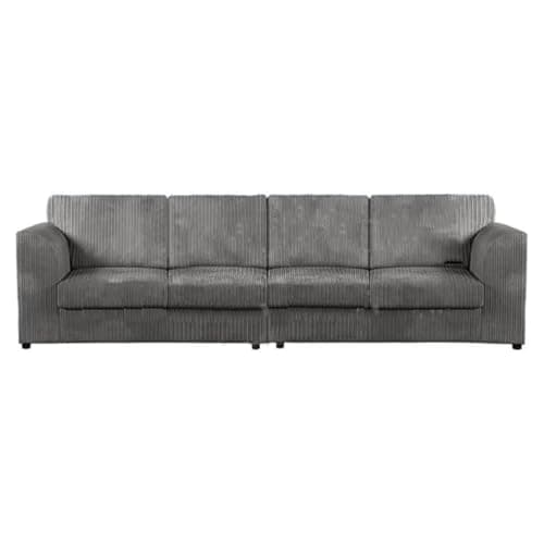 Image of Sofa Snug 4 Seater Jumbo Cord Corner Sofa Full Back Soft Fabric with Modern Design for Living Room - Charcoal Grey