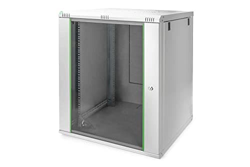 Image of Digitus Network cabinet - 19 inch rack - 12U - 450mm depth - 320 mm maximum usable depth - wall mounting - load capacity 60kg - safety glass door - Dynamic Basic series - black