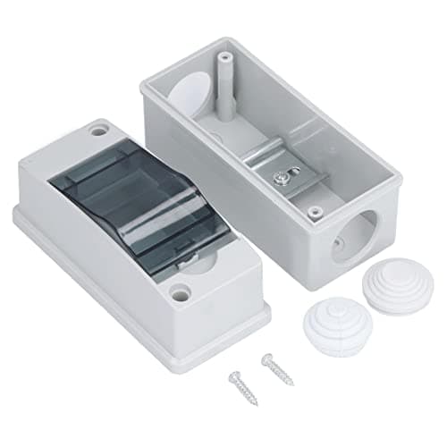 Image of Lwuey Distribution Box, 2 Way Consumer Unit 1 Slot Circuit Breaker Case Electrical Din Rail Enclosure Electronic Junction Box IP65 Waterproof Transparent Cover Indoor Outdoor Wall Post 5.5x9x12.5cm