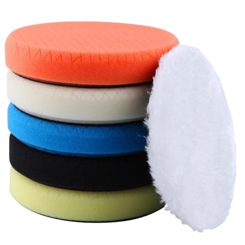 Image of LEONTOOL 6 Inch Buffing Polishing Pads 6 Pcs Compound Buffing Sponge Pads and Woolen Pads for 150mm Backing Plate, Cutting Polishing Pad Kit for Car Buffer Polisher Compounding, Polishing and Waxing