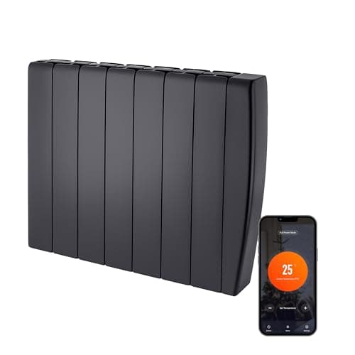 Image of TCP Smart Ceramic Panel Radiator 2000W (Black) – Smart WiFi Electric Heater with Remote App Control, Slimline Wall Mounted Design, Ceramic Core Fast Heat, Energy Saving