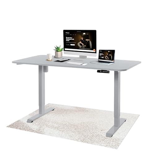 Image of desko Height Adjustable Desk, Sit to Stand desk 160x80cm, Single Motor 2 stages Standing Desk with 5-year warranty, Work from Home Desk with 3-memory Smart Controller,(Grey Frame + Grey Desktop)