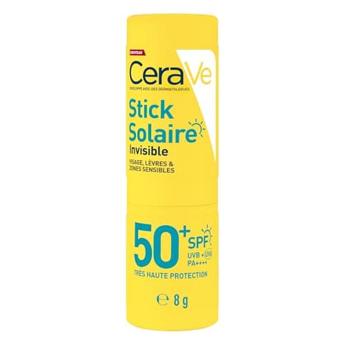 Image of CeraVe Sun Stick With SPF 50+ For Face, Lips & Sensitive Areas, Broad Spectrum UVB UVA Protection, With 3 Essential Ceramides, For All Skin types, Non-Sticky, Sweat Resistant, 8g