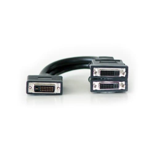 Image of DVI-D Male To 2x DVI-I Female Y Splitter Cable Adapter - 2 Port/Way Video Monitor - Loops