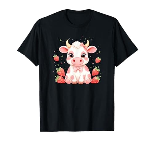 Image of Strawberry Cow Shortcake Vintage Kawaii Anime T-Shirt
