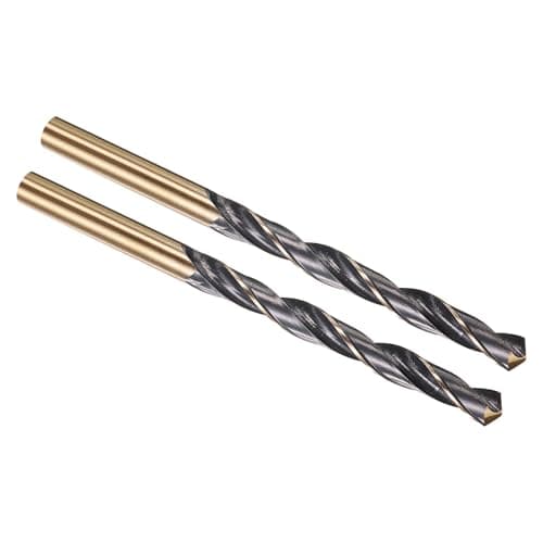 Image of PATIKIL 7mm Drill Bit, Jobber Straight Shank M2 High-Speed Steel 118° Nitriding Black and Gold Finish for Stainless Steel Hard Metal - 2 Pack