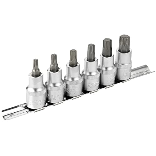 Image of DAKCOS Torx Bit Socket Set, 1/2" Drive, 6-Piece Star Bit Set, T30-T60, S2 Alloy Steel