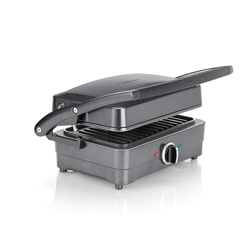 Image of Cuisinart Grill & Sandwich maker, Sandwich toaster, panini press, electric grill, Non-stick Removable, interchangeable plates, Health grill, less oil, Midnight Grey, GRSM4U