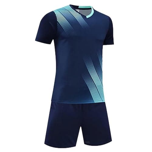 Image of InfiniZer Kids Football Kit for Boys Girls Age 3-12, Quick Dry Soccer Jersey Set, Breathable Sports Outfit with Shorts & T-Shirt, Youth Training Uniform (Blue, XS(9-10 Years))