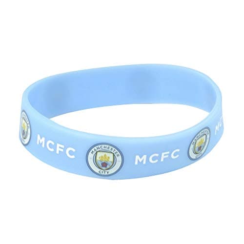 Image of Manchester City FC Official Football Silicone Wristband (One Size) (Light Blue)
