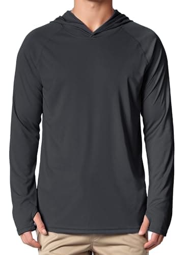 Image of Peakwell Men's Hoodie Hiking Long Sleeve Fishing Sweatshirt Rash Guard Workout Tops UV-Shirt Activewear(Black, XXL)